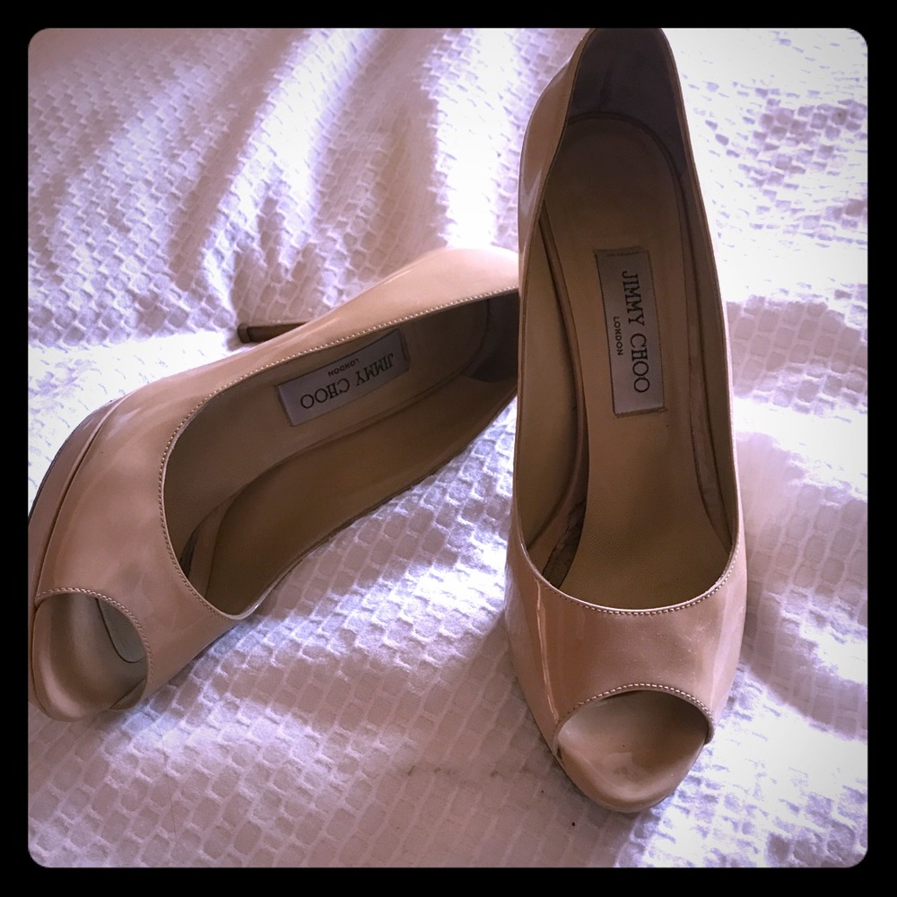 Jimmy Choo Patent Peep Toe Heels